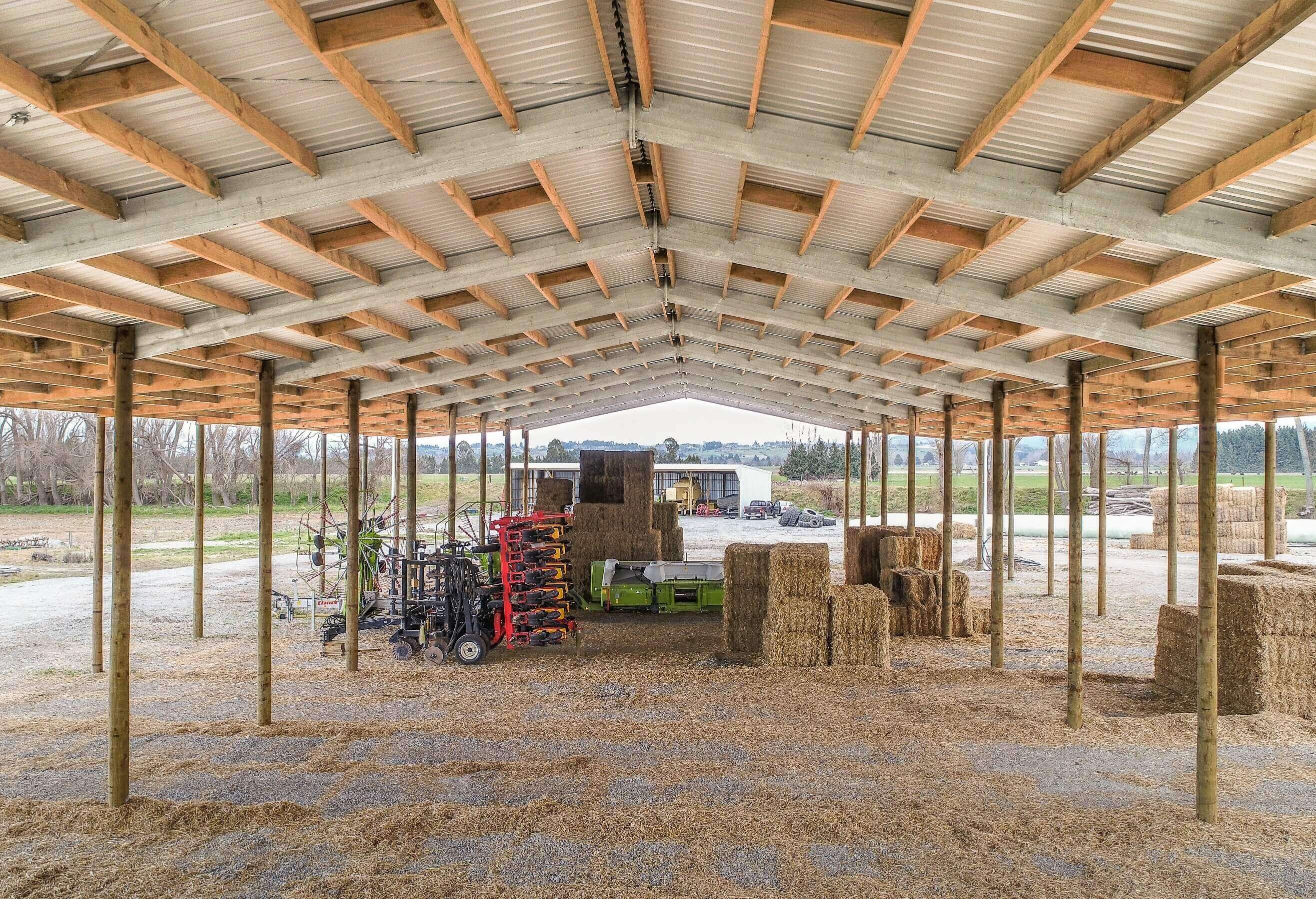 Hay and feed storage shed
