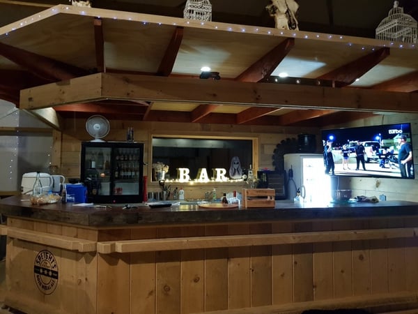 Nathan has built in a custom bar to make his shed the ultimate man shed