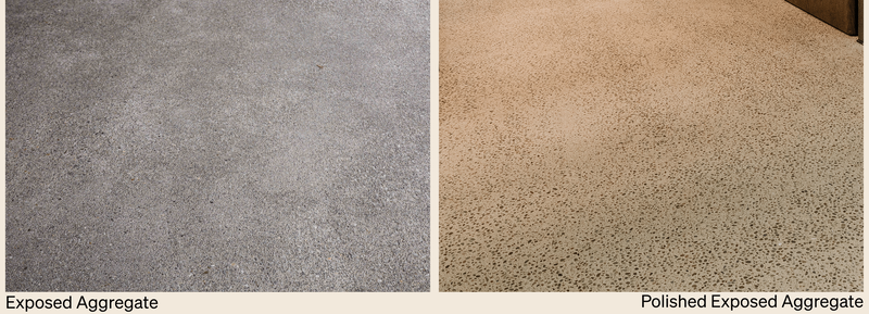 Exposed Aggregate vs Polished Exposed aggregate concrete floor