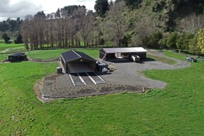 Aircraft hangar with two large hangar doors