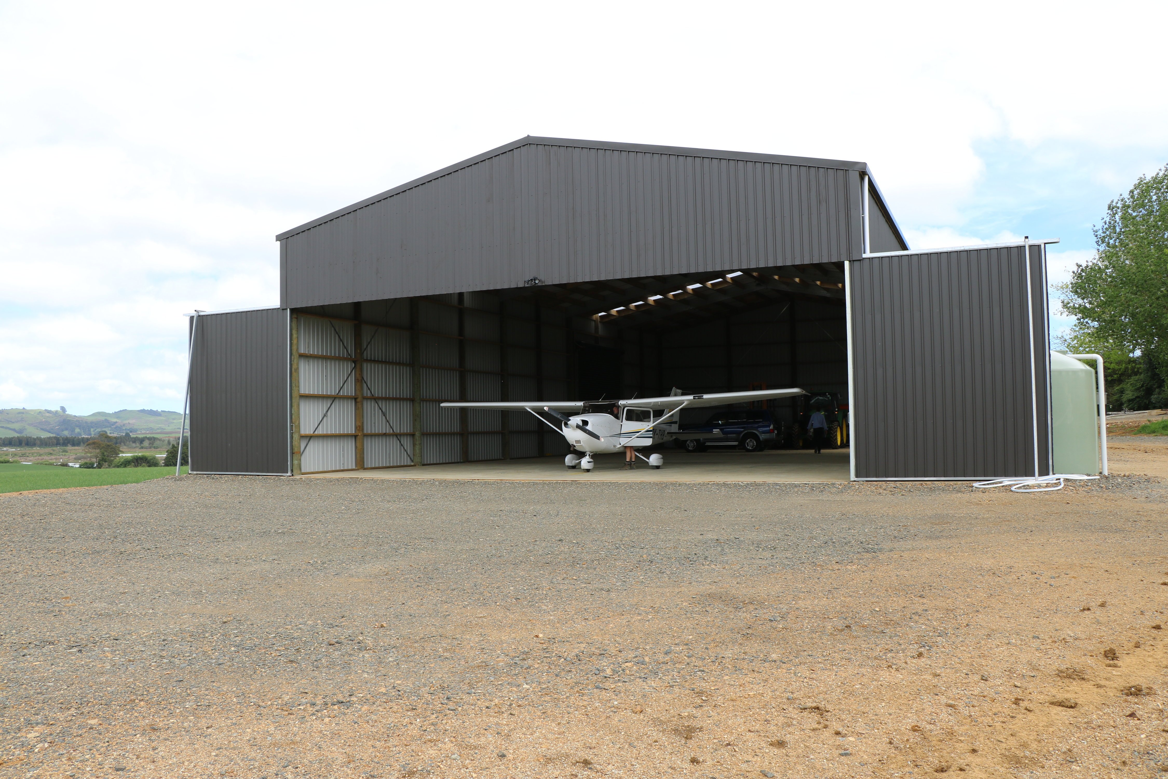 The extra wide bay makes it easy to place your aircraft inside the hangar
