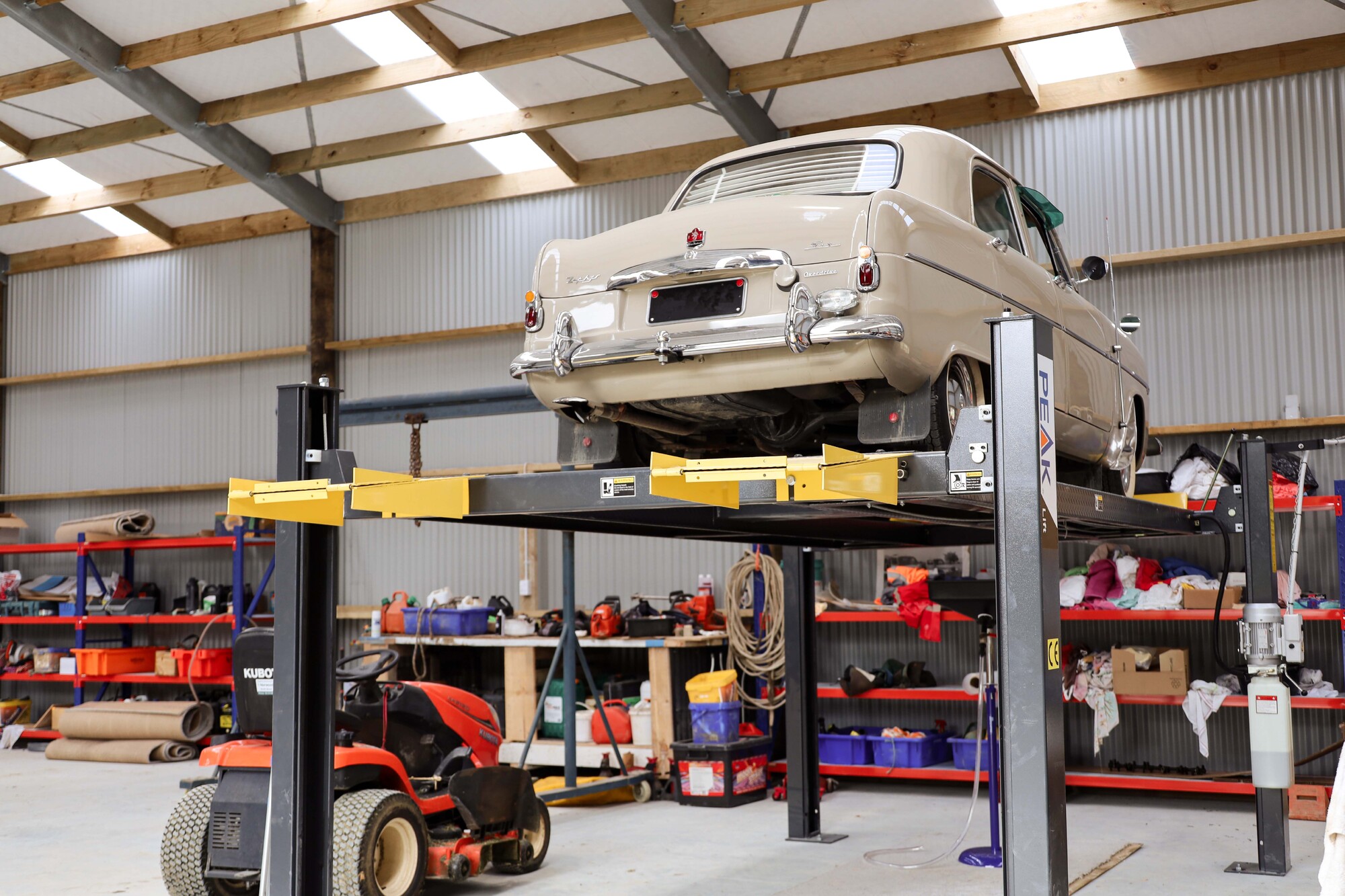 Car hoist in Alpine shed
