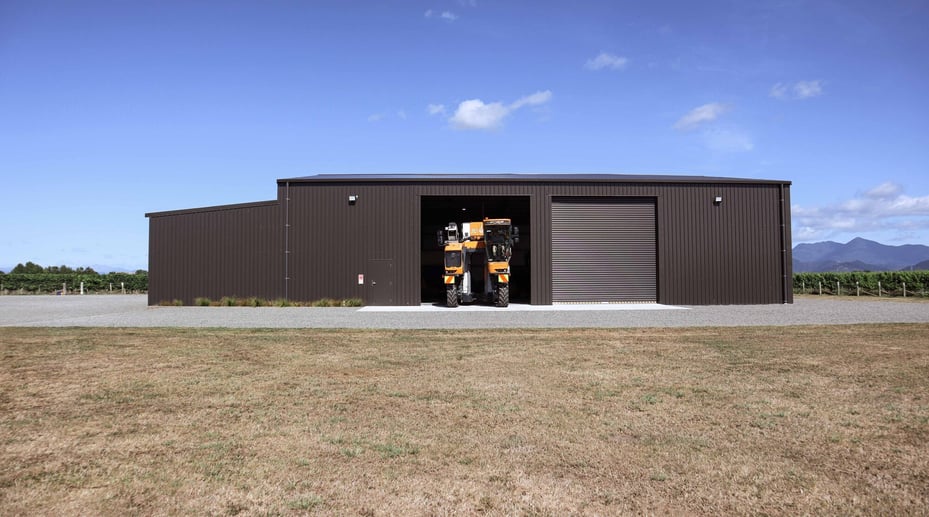 Alpine shed for vineyard implement storage