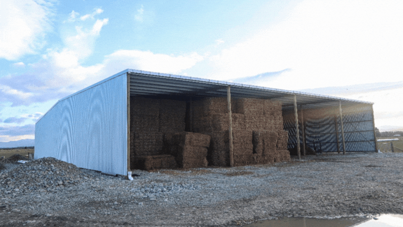 Large hay storage shed