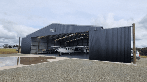 Aircraft hangar with large doors