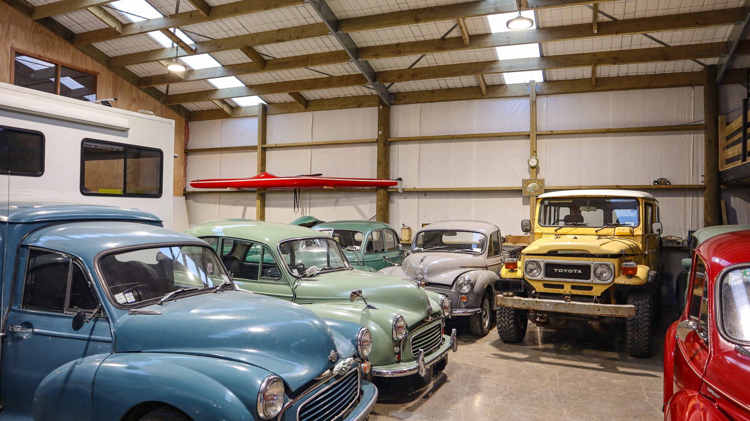 Classic car collection storage shed