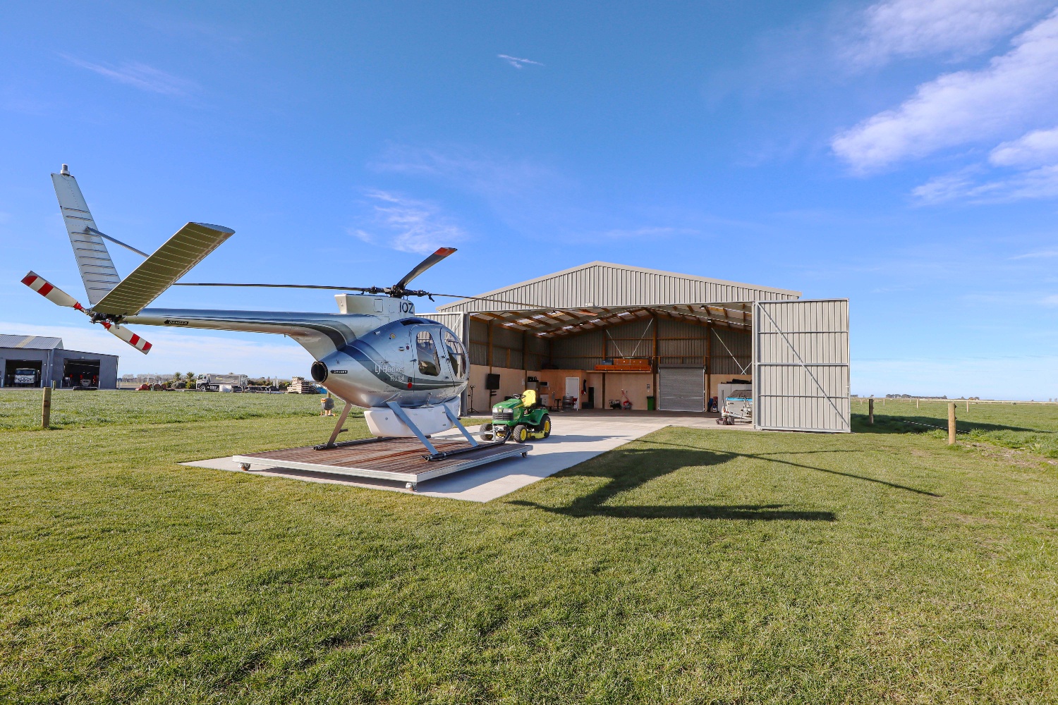 Aircraft Hangar with open sliding doors