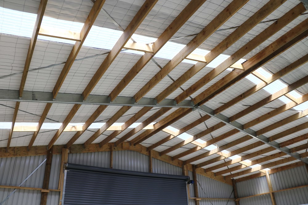 Timber pole shed interior