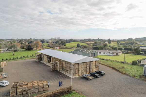 Bulk storage clearspan shed