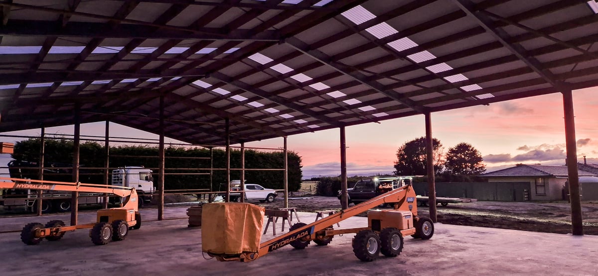 Kitset farm shed in NZ, installation