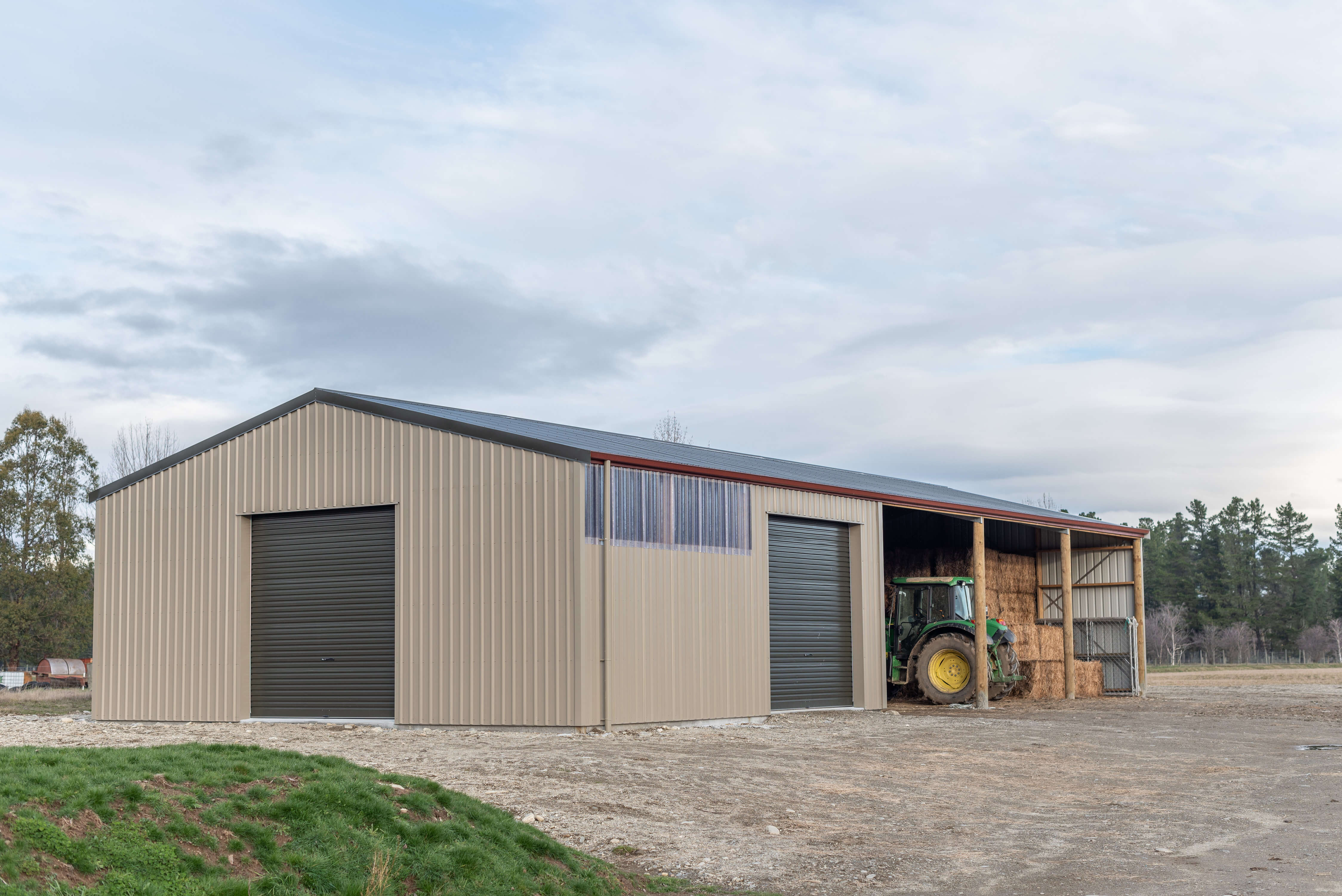 10m hay shed with tractor