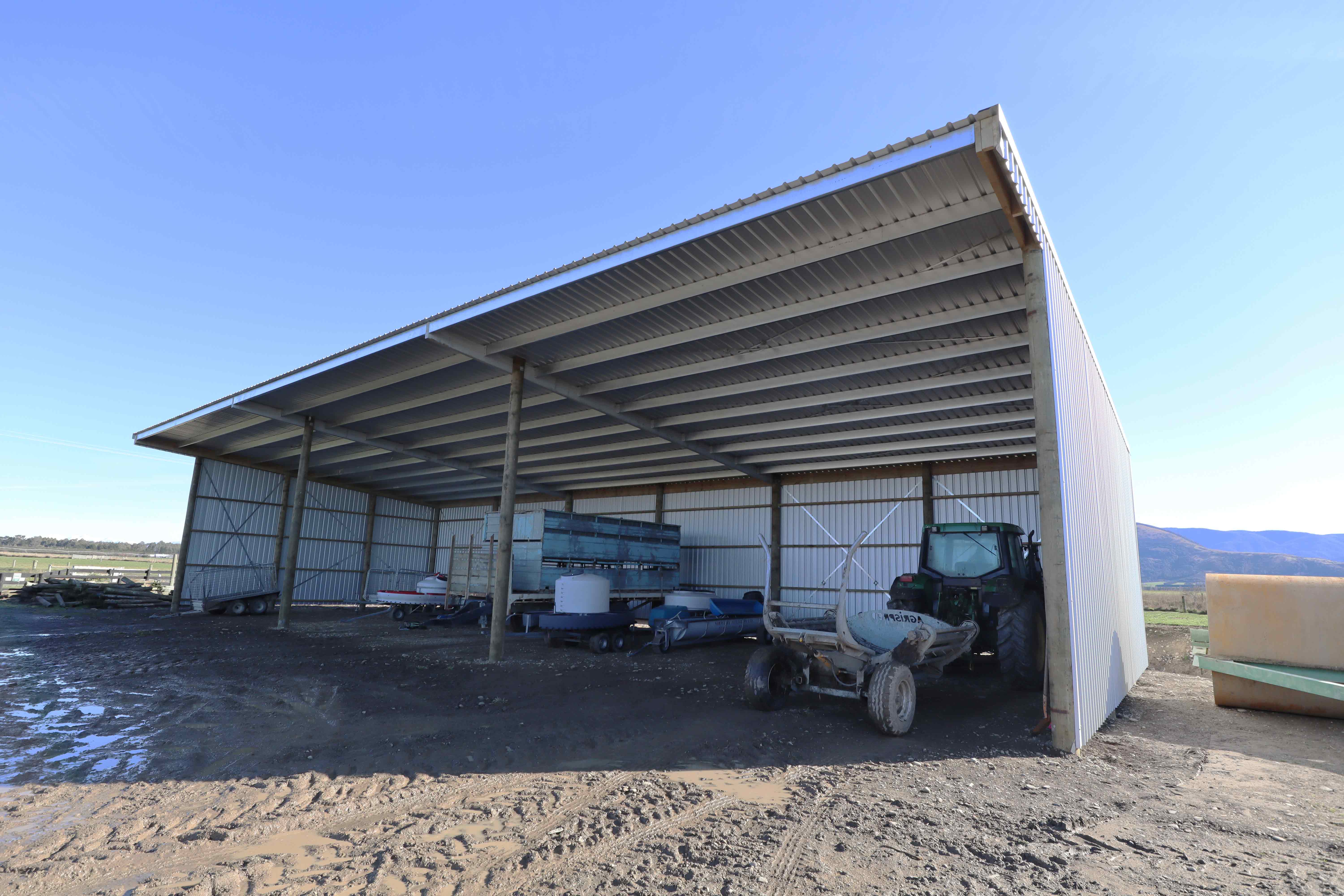 Large implement storage shed