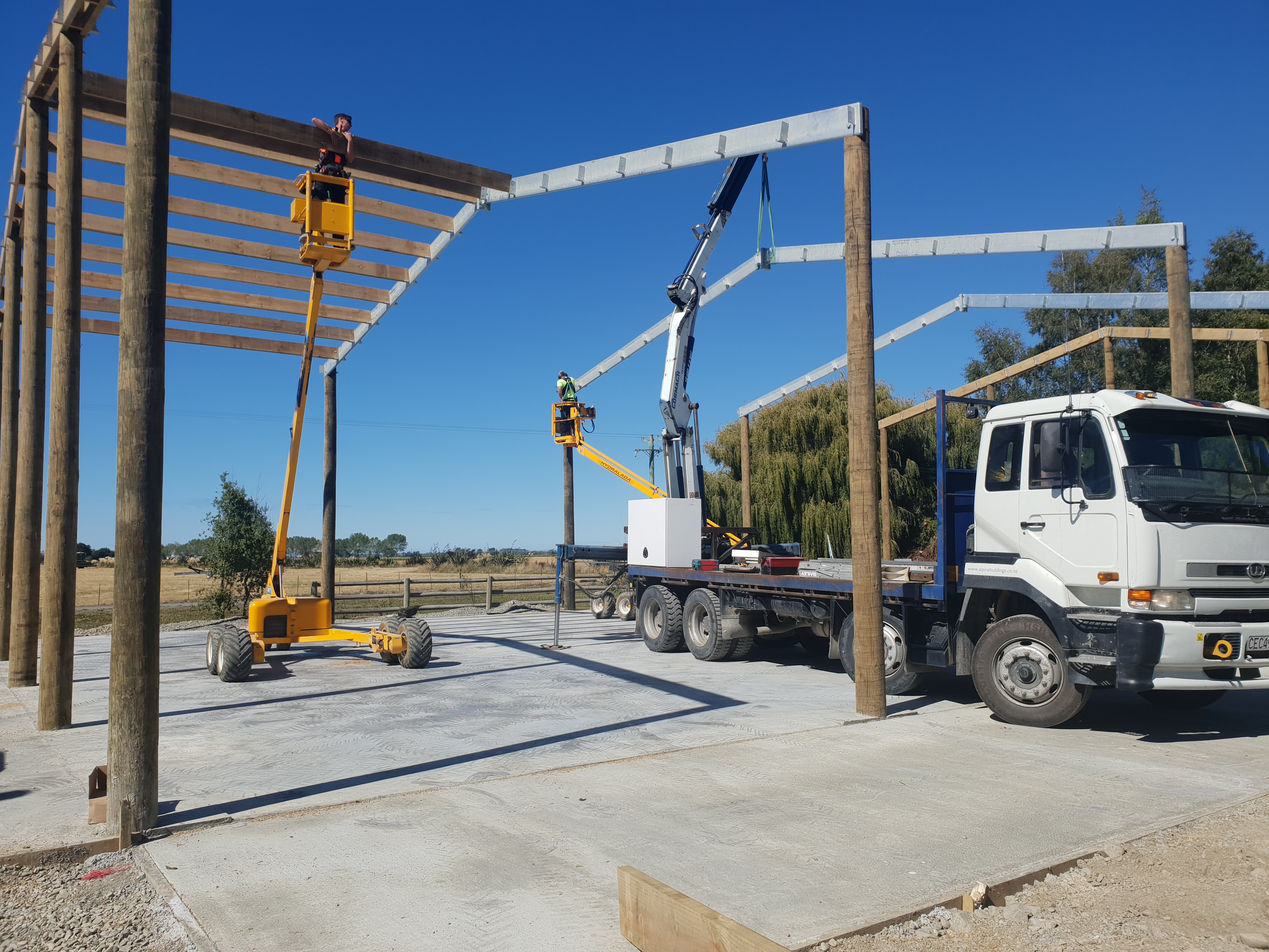 Construction phase of an Alpine contractors shed