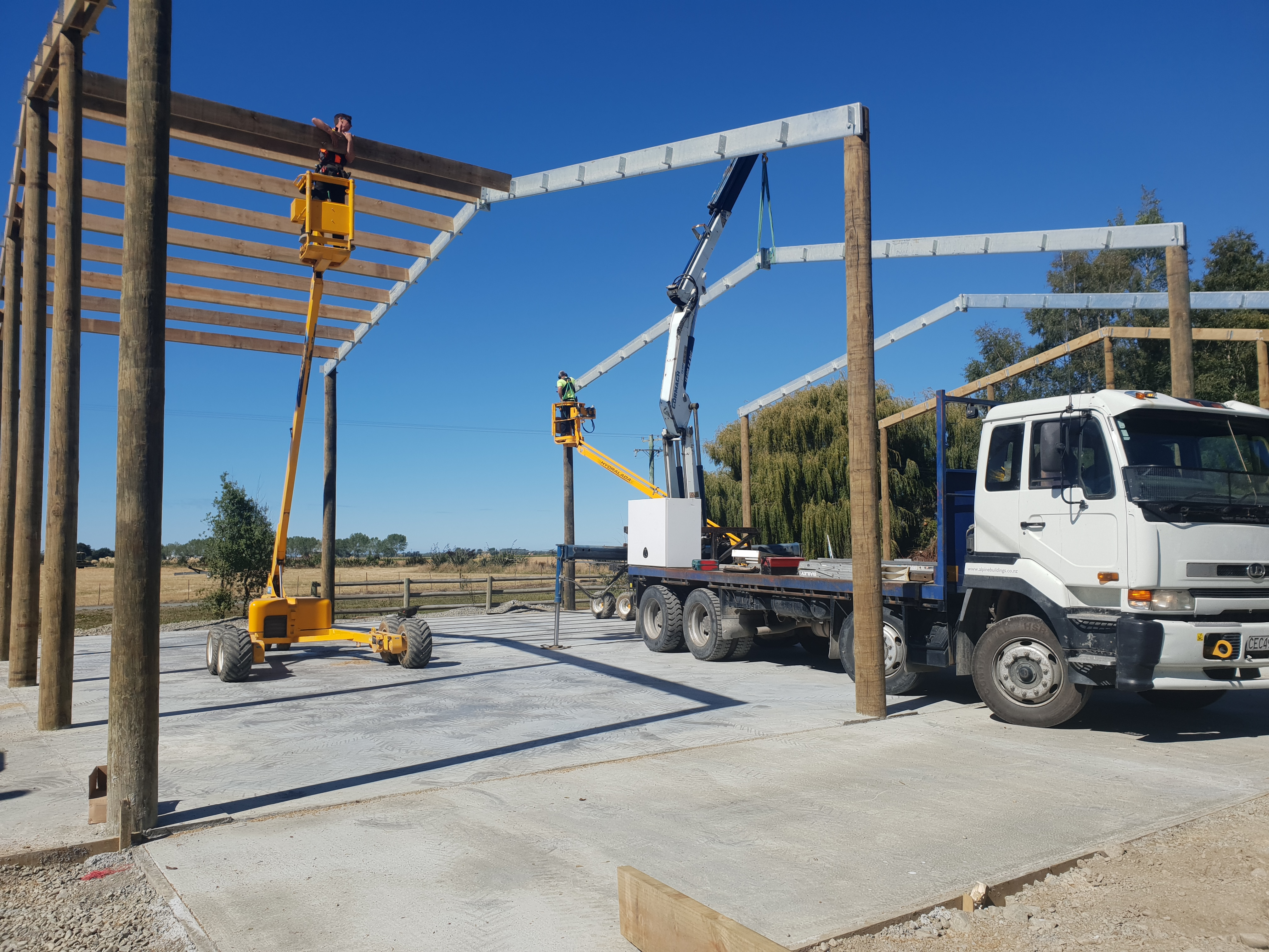 Construction phase of an Alpine contractors shed 