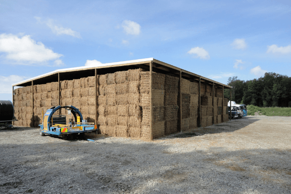 Large hay shed that is open-sided 