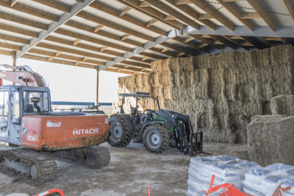 Large hay shed storage